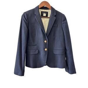 J. Crew Schoolboy Blazer Navy Wool Gold Buttons Size 2 Preppy Classic Office